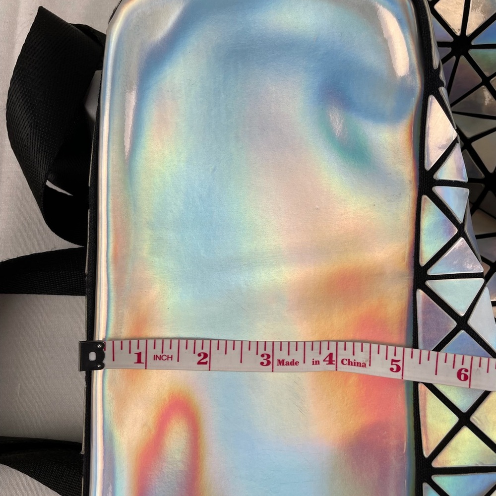 Futuristic Space Iridescent Holographic Geometric Triangles Backpack - Picture 13 of 13